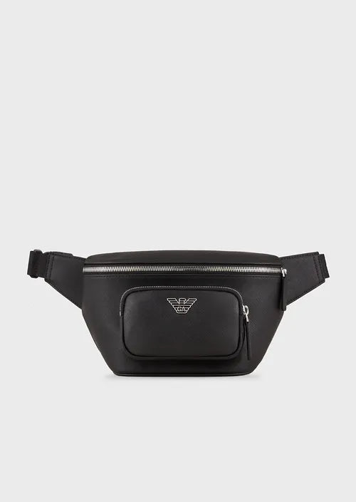 Emporio Armani Sac banane en cuir régénéré plaquette aigle