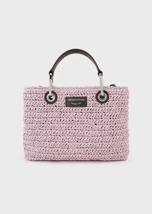 Emporio Armani Petit sac cabas MyEA Bag en paille tressée