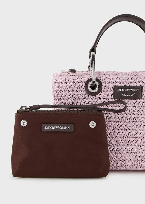 Emporio Armani Petit sac cabas MyEA Bag en paille tressée